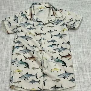 🦈 BOYS BUTTON UP SHORT SLEEVE SHIRT SIZE SMALL